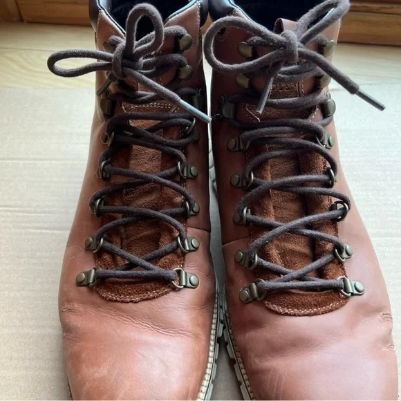 Cole Haan Men’s Brown Leather Lace-Up Boots Size 13